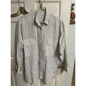 Jaeger Men 3xl Cotton Long Sleeve White Shirt VNT 90s Collar Striped 50 Chest